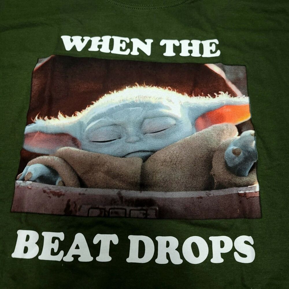 Star Wars BABY YODA The Child Grogu When The Beat Drops MANDALORIAN 2XL T-Shirt